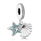 Pandora Tropical Starfish & Sea Shell, Frosty Mint & Clear CZ Dangle Charm