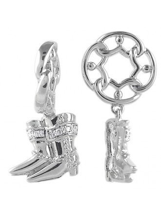 Storywheels botas de vaquero con colgante de diamantes de plata esterlina Rueda-335667