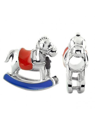 Storywheels Rocking caballo con esmalte de plata esterlina Charm-330992