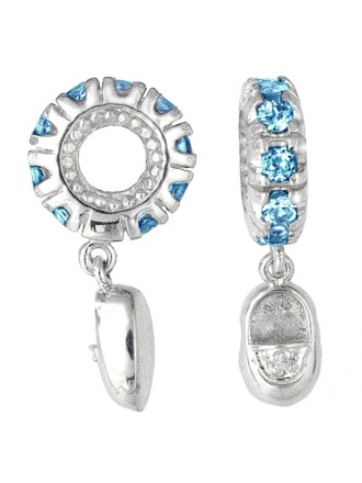 Storywheels Suiza Topacio Azul y Diamantes Baby Shoe Dangle 14K Oro Blanco Rueda SOLO 1 DISPONIBLE -265508