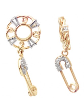 Storywheels imperdible con diamante colgante de oro de 14 quilates Rueda-266055