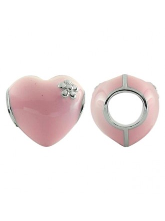 Storywheels esmalte rosa del encanto del corazón de plata esterlina-333800
