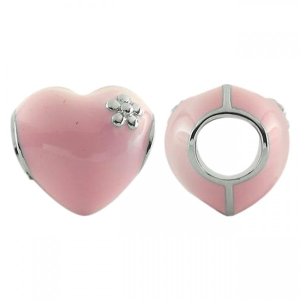 Storywheels esmalte rosa del encanto del corazón de plata esterlina-333800