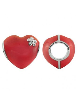 Storywheels rojo esmalte corazón de plata esterlina Charm-333801