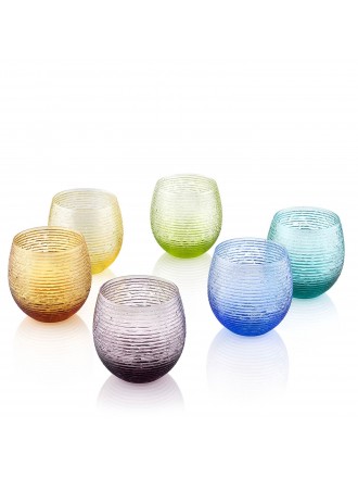 Vasos de vidrio soplado en colores surtidos - Juego de 6