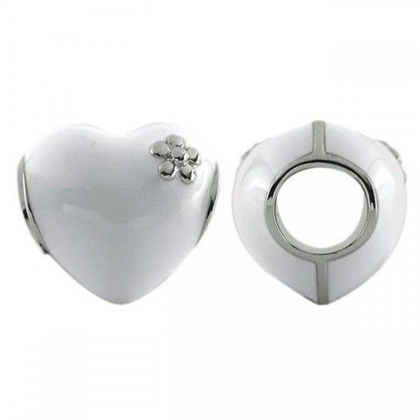Storywheels esmalte blanco corazón de plata esterlina Charm-333802