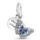 Pandora Mariposa Azul y Cita Doble Colgante Charm