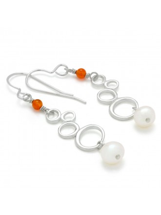 Pendientes de perlas y cornalina burbuja-210-664