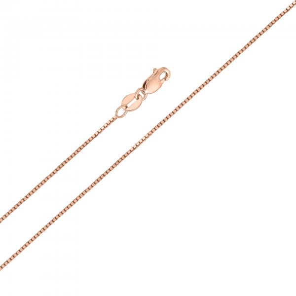 14K Oro Rosa / Oro Rosa Caja Collar de Cadena