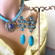 Pendientes Colección Floral Cuarzo Azul y Turquesa