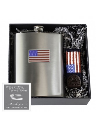 American Flag Flask And Fob Gift Set