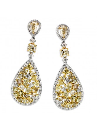 Pendientes Oro Blanco 18K Diamante Amarillo-341155