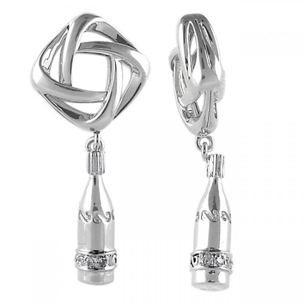 Storywheels botella de champán con colgante de diamantes de plata esterlina Rueda-335673