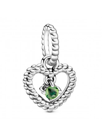 Pandora August - Spring Green Beaded Heart Dangle Charm