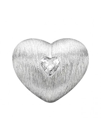 Botón STORY by Kranz & Ziegler de plata de ley mate con corazón de circonita transparente-339338